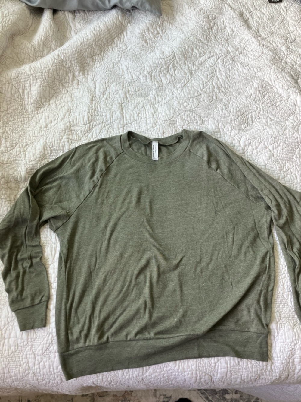 American Apparel Lot 2 Piece Set Olive Green Crewneck Sweater & Shirt (used)